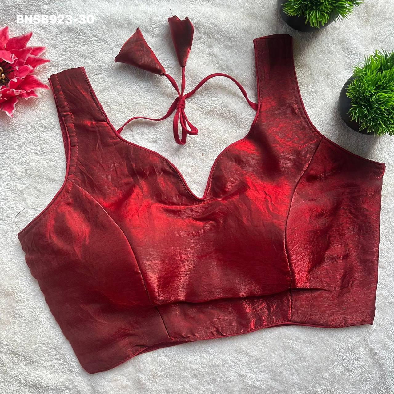 Fendy Pan Neck Fancy Blouse-Red